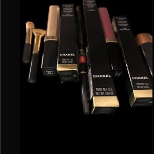 Genuine Chanel products two lipstick, one lipliner, 3 channel mini brushes.